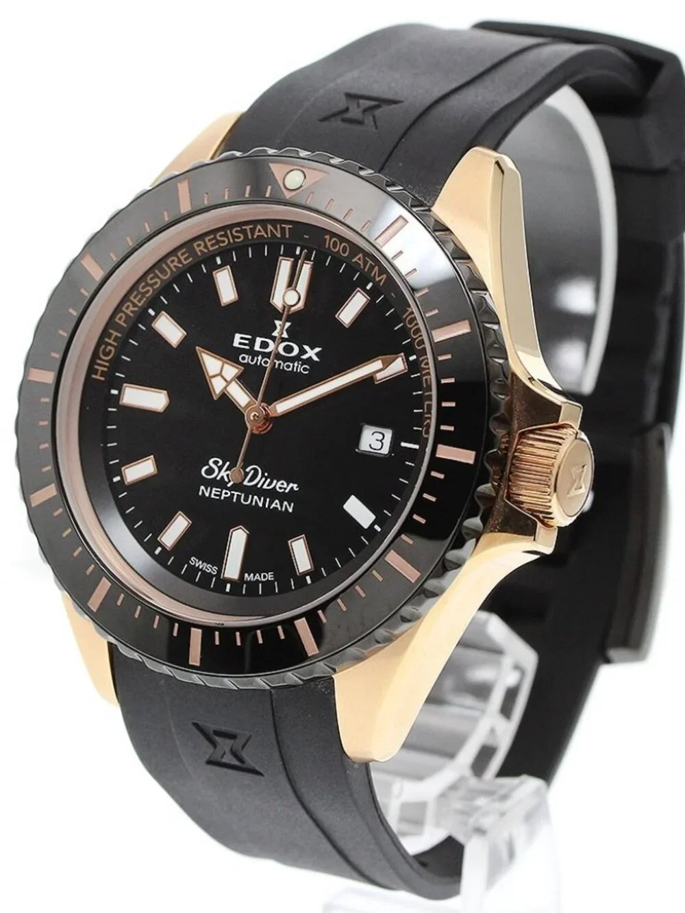 EDOX Skydiver Neptunian 80120-37RNNCA-NIR Date black Dial Automatic Men's_959966